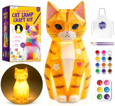 Paint Your Own Cat Lamp Kit, Crafts for Kids Ages 6-12, Gifts for Girls Boy by Laoese