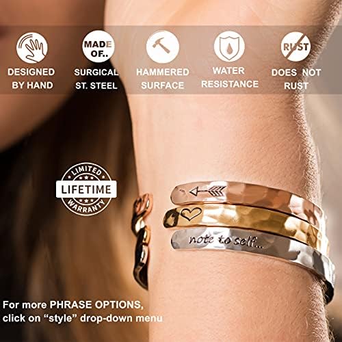 Carviell Bracelets for Women – 100+ Meaningful Engraved Messages – Solid 316L Surgical Stainless Steel Cuff Bracelet – Gift Ready - Image 5