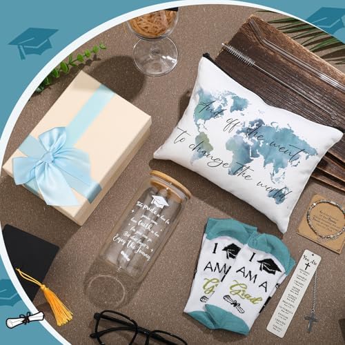 Skylety Graduation Gifts for Her 2026 College Graduation Gifts for Women Bracelet Socks Glass Cup Keychain Cosmetic Bag for College - Image 2