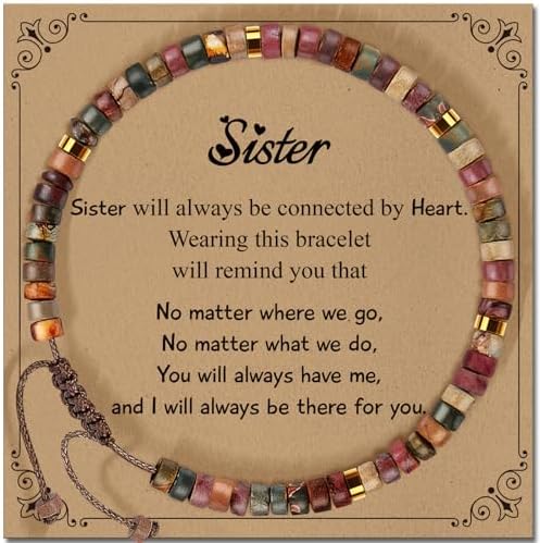 Inspirational Christmas Bracelet Gifts for Women: Healing Natural Stone Bracelet - Thinking of You Get Well Soon Birthday Gifts for Friend Sister Bestie BFF by ZOKCC
