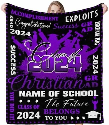 Personalized Senior Class of 2024 Blankets with Photo and Name Custom Blanket with Picture and Text with School College Name Bed Blanket Presents Personalized Name Blanket 43x56inch by Unknown