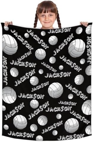 Personalized Baby Blankets for Girls Boys, Custom Baby Blanket with Name Swaddle Toddler Fleece Blanket Personalized Gift Volleyball Text - Image 2