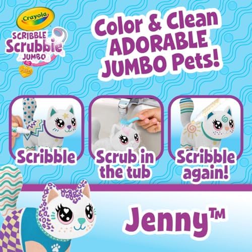 Crayola Scribble Scrubbie Jumbo Toy Cat, Large Posable Animal for Kids, Birthday, Gift for Girls & Boys, Washable Coloring & Grooming Toy, Ages 3+ - Image 5