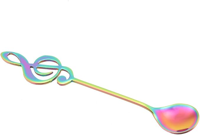 Stainless Steel Musical Note Spoon, 6 inch Colorful Coffee Stirring Spoons Creative Musical Theme Teaspoon Dessert Spoons Flatware for Coffee Stirring Drink Mixing Jam (Colorful)
