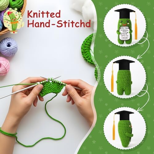Graduation Gifts Cards Graduation Decorations 2026 Handmade Crochet Pickle - Image 5
