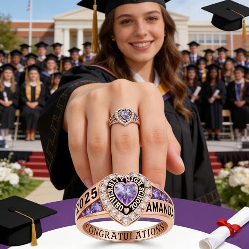 925 Sterling Silver 2026 Class Rings for women Men, Custom College High School Graduation Rings for Men 2026, Graduation Gifts for Her Him - Image 5