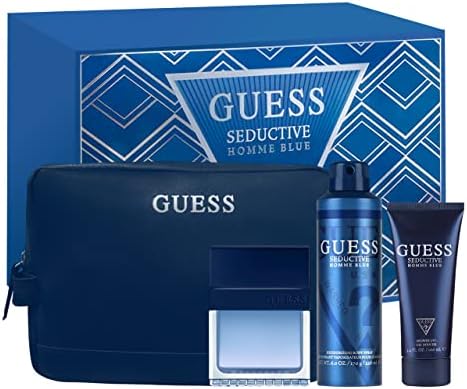 Guess Seductive Homme Blue 3.4oz EDT Spray, 6.0oz Deodorant Body Spray, 3.4oz Shower Gel, Pouch Men 4 Pc Gift Set - Image 2