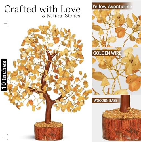 YATSKIA Yellow Aventurine Crystal Tree | Positive Energy Crystals Gem Tree | Crystals and Stones | Coffee Table Decor | Birthday Gifts for Women | 10 Inch 300 Beads - Image 2