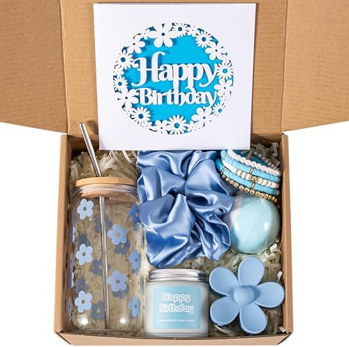 JTEWB Birthday Gifts For Women, Teen Girl, Her, Happy Birthday Gift Box For Girl, Women, Sister, Daughter, Friends, Cute Daisy Aesthetic Glass Cups Gift Set 7pcs by Unknown