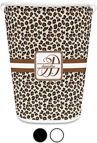 Personalized Leopard Print Waste Basket - Single Sided (White) - Image 4