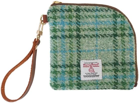 Harris Tweed Wool Coin Purse Small Money Pouch With Zipper For Women Men handmade (Mint Green)