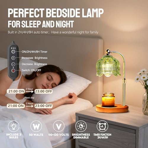 GEEZO Fragrance Candle Warmer Lamp，Electric Candle Warmer with Timer & Dimmer，Mom Christmas Birthday Gifts for Women, House Warming Gifts New Home Bedroom Decor - Image 2