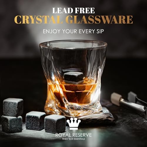 Whiskey Glasses Gift Set for Men, 2 Crystal Bourbon Glasses & Stones - Image 2
