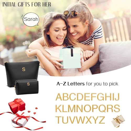 Gifts for Women Girls Personalized Initial Travel Makeup Bag - Image 2