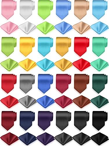 Zhanmai 48 Pcs Mens Ties and Pocket Square Set Satin by Zhanmai