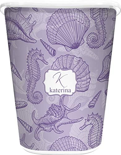 RNK Shops Personalized Sea Shells Waste Basket - Double Sided (White) by Unknown