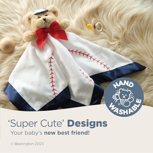 Bearington Lil’ Slugger Snuggler Plush Baseball Lovey - 15" Soft Velour and Satin Baby Security Blanket for Boys - Cute Baseball-Themed Stuffed Animal Lovey, Infant Snuggle Toy - Image 3