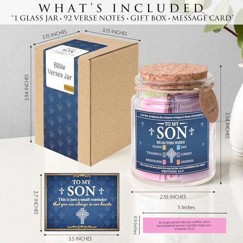 Bible Verses Jar for Son – 92 Scripture Cards, Open When You Feel Happy Sad Anxious or Lonely, Meaningful Christian Gift for Son, Birthday Graduation Easter Gift from Parents - Image 3