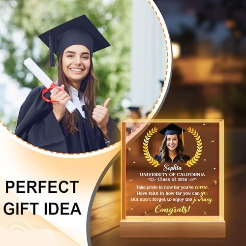 Hyturtle Personalized Graduation Night Light - Custom Name Acrylic LED Light - Inspirational Graduation for Women - Senior 2026 Graduation Gifts Her Him - College Grad Gifts - Graduation Gifts - Image 3