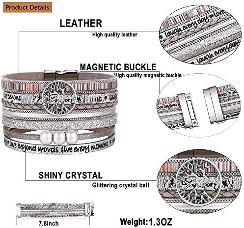 Desimtion Leather Wrap Bracelets for Women, Hidden Inspirational Message - Image 4