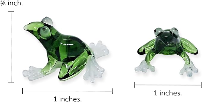 WitnyStore 1" Green Frog White Feet Artistic Blown Glass Figurine Premium Hand-Blown Statue Tabletop Decoration Unique Collectible for Adult Collectors Handcrafted Elegant Home Room Decor