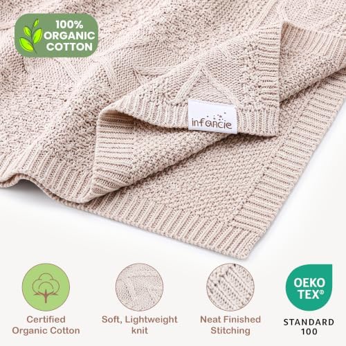 Organic Cotton Knit Baby Swaddle Blanket Infant & Toddler 31x43 in - Image 2