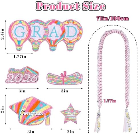 Class of 2026 Graduation Leis,Pink & White Graduation Ribbon Necklace Lei with DIY Accessories Pins,Graduation Gift for Her Him Girl - Image 6