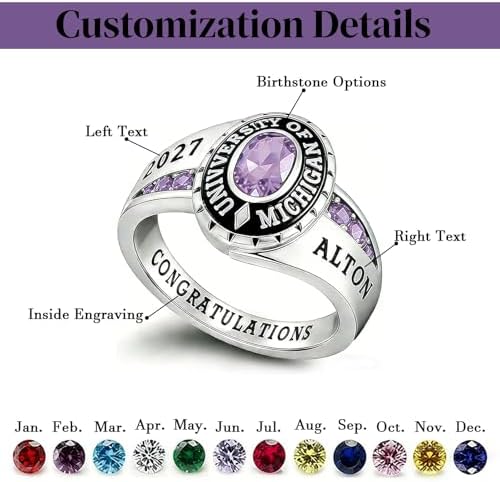 925 Sterling Silver 2026 Class Rings for women Men, Custom College High School Graduation Rings for Men 2026, Graduation Gifts for Her Him - Image 4