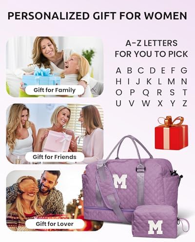 Gift for Women-Teenage Girl Gift Initial Duffle Bag-Gift for Teens - Image 2