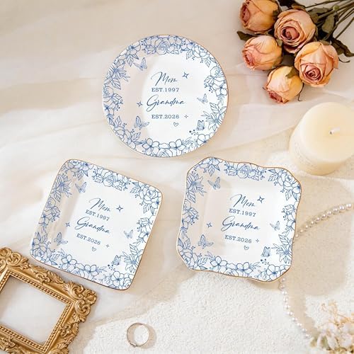 LOVELYPOD Personalized Mom to Grandma Jewelry Tray, New Grandma Present, Promoted to Grandmother Gifts, Floral Keepsake Gift, for Nanny, Nana Gifts - Image 3