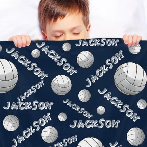 Personalized Baby Blankets for Girls Boys, Custom Baby Blanket with Name Swaddle Toddler Fleece Blanket Personalized Gift Blue Volleyball - Image 4
