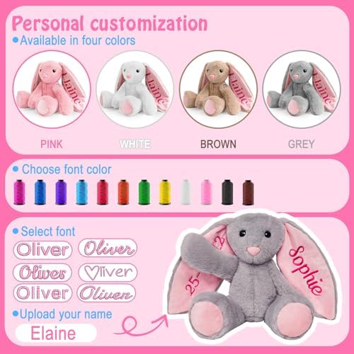 Personalized Bunny Plush with Embroidery Name,Bunny Stuffed Animal Toys - Image 6