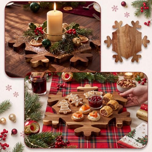 7 Pcs Christmas Cutting Board Gift Set with Cheese Knife,Snowflake - Image 3
