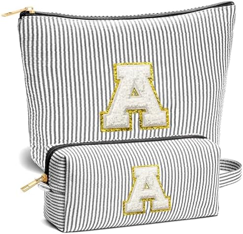 Teacher Christmas Gifts for Women - Teacher Appreciation Gifts, 2025 Xmas Birthday Gift for Teachers, Initial Makeup Bag for Teachers, Black A by Fohufo