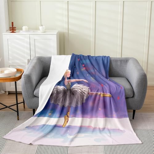 Erosebridal Ballet Flannel Blanket Queen Inch Dancers Fleece Blanket Bird Girly Ballet Shoes Fuzzy Plush Throw Aesthetic Fashion Watercolor Living Room Decor by Erosebridal