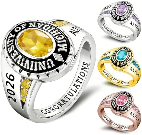 925 Sterling Silver 2026 Class Rings for women Men, Custom College High School Graduation Rings for Men 2026, Graduation Gifts for Her Him by Unknown