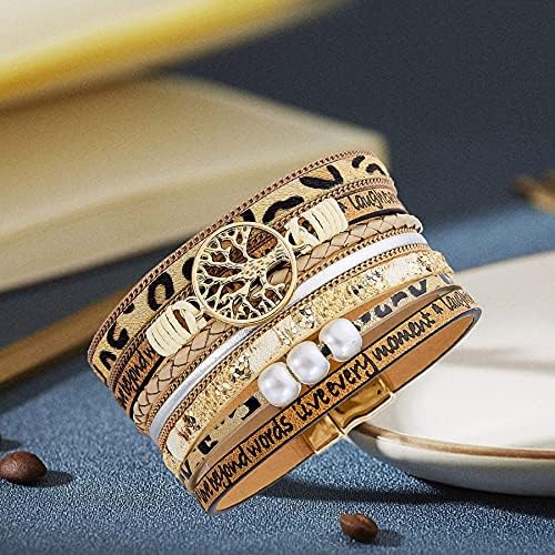 Desimtion Leather Wrap Bracelets for Women, Hidden Inspirational Message - Image 5