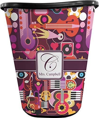 RNK Shops Personalized Abstract Music Waste Basket - Single Sided (Black) by Unknown