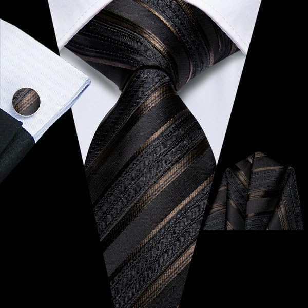 Hi-Tie Lot 5 Pcs Gift Box Mens Tie Set Necktie with Pocket Square Cufflinks Silk Neck Tie Collection - Image 4