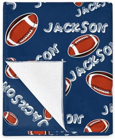 Personalized Baby Blankets for Girls Boys, Custom Baby Blanket with Name Swaddle Toddler Fleece Blanket Personalized Gift Football Text - Image 5