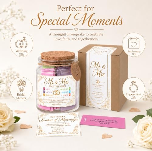 Mr and Mrs Bible Verse Jar, Christian Wedding Gifts for Couples, Gifts for Couple - Image 3