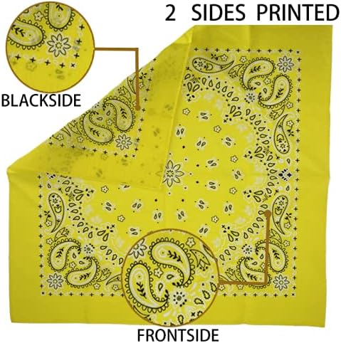 6 Pack 12 Pack Bandanas 2 Sides Printed 22inch Unisex Cowboy Kerchiefs