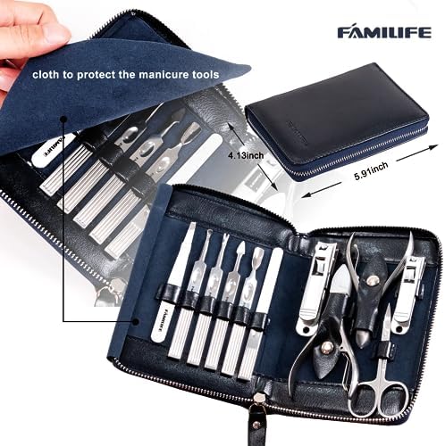 FAMILIFE Stainless Steel Manicure Set 11-in-1 Professional Nail Clipper Kit - Image 4