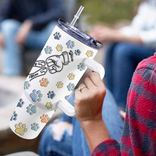 Dad Gifts for Dad from Daughter Son Best Dad Ever Tumbler with Handle and Straw 40oz, Personalized Dad Tumbler with Kids Names, Custom Coffee Tumbler for Dad Birthday Christmas Fathers Day Cup Gift - Image 5