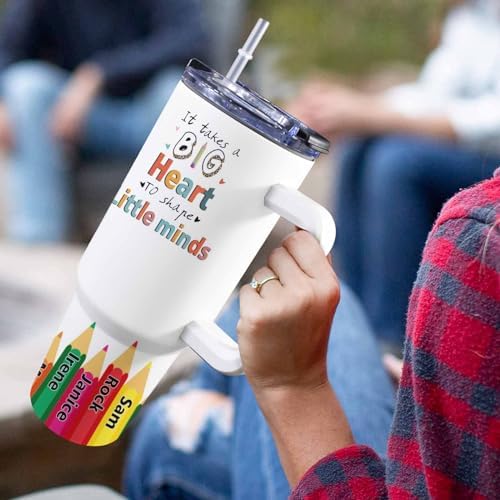 Teacher Gifts For Women Men, 40oz Personalized Stainless Steel Tumbler with Handle and Straw For Teacher Appreciation Gifts from Students, Custom Teacher Tumbler for Teachers Day, Birthday - Image 5