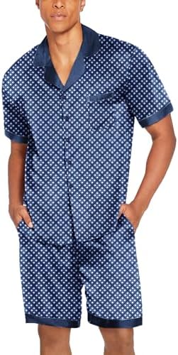 Ekouaer Men Silk Pajamas Set 2 Pieces Satin Pj Button Down Loungewear Sets - Image 5