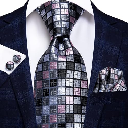 Hi-Tie Lot 5 Pcs Gift Box Mens Tie Set Necktie with Pocket Square Cufflinks Silk Neck Tie Collection - Image 5