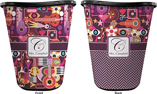 RNK Shops Personalized Abstract Music Waste Basket - Double Sided (Black) - Image 2