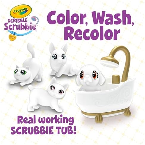 Crayola Scribble Scrubbies Glam Pack (4 Pets), Washable Pet Care Toy & Coloring Animal Craft Kit, Gift for Kids, Playset for Girls & Boys, Ages 3+ - Image 4