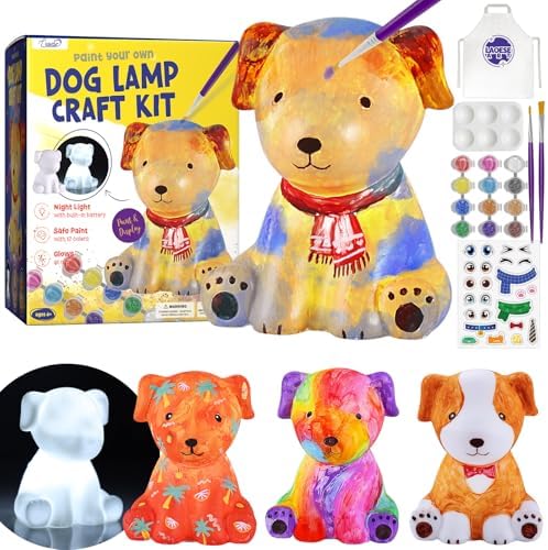 Paint Your Own Dog Lamp Kit, Crafts for Kids Ages 6-12, Gifts for Girls Boy by Laoese